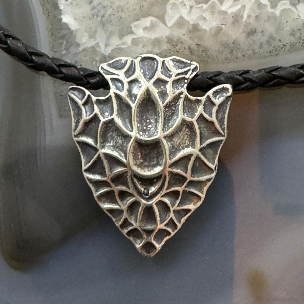 Carolyn Pollack Sterling Arrowhead Pendant With Black Braided Leather Necklace